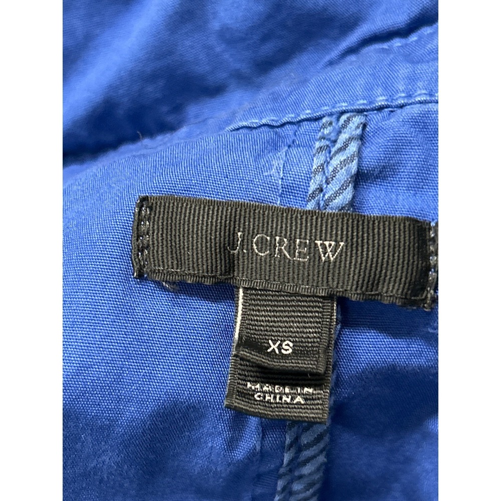 VTG J.Crew XS Blue Hooded Cargo Utility Anorak Jacket Drawstring Waist Pockets - Picture 2 of 8